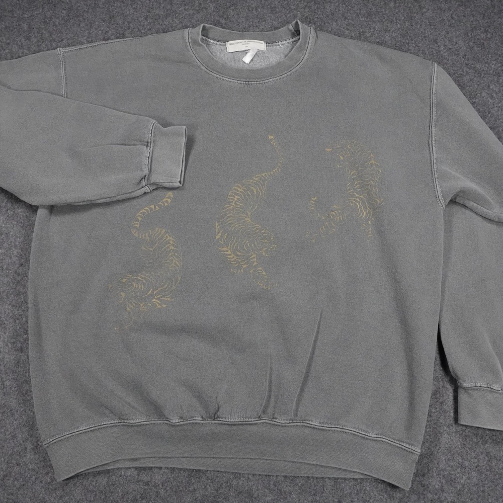 Project Social T Urban Outfitters Tiger Graphic Sweatshirt Gray S/M 2436